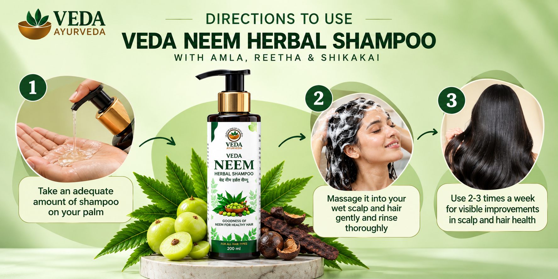 Veda Neem Herbal Shampoo and Amrit Hair Oil product information 2
