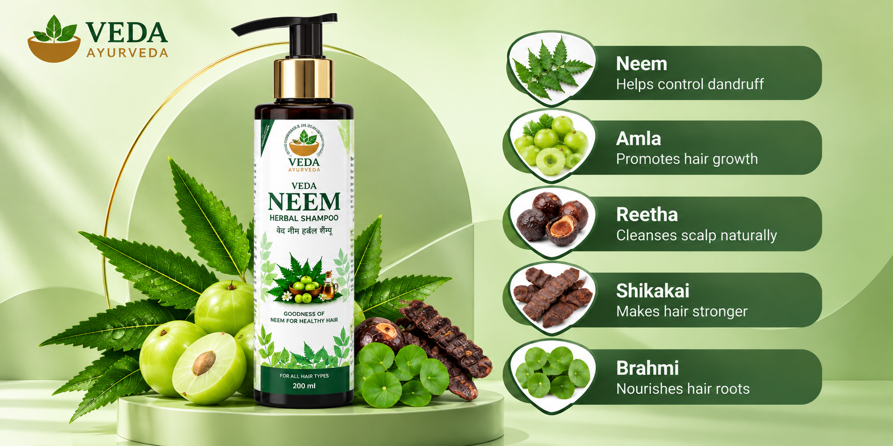 Veda Neem Herbal Shampoo and Amrit Hair Oil product information 1